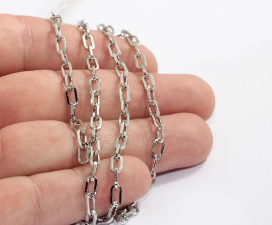 Rodyum Kaplama 7mm Oval Ataç Zincir