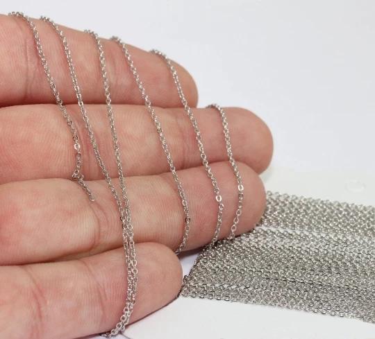 Rodyum Gümüş Kaplama 1,3mm Mini Rolo Zincir