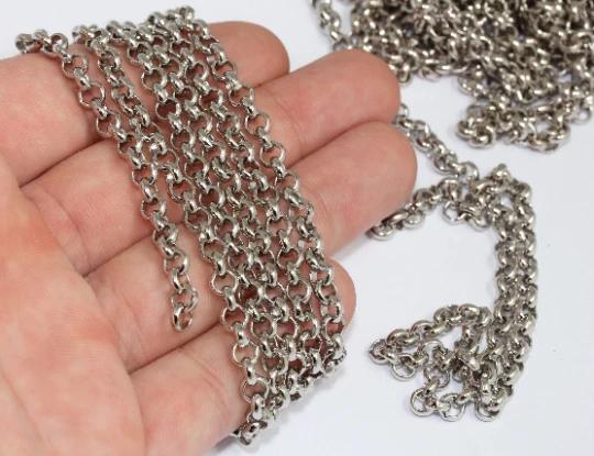 Rodyum Gümüş  Kaplama 5mm  Halka Rolo Doç Zincir