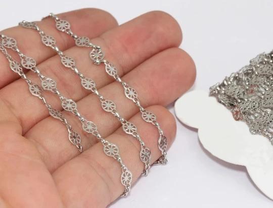 Rodyum Kaplama 7mm Lehimli Telkari Zincir