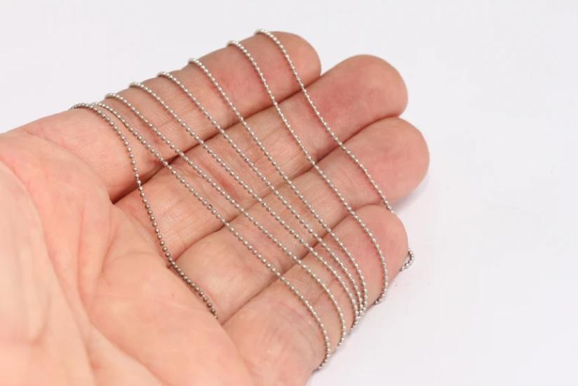 Rodyum Gümüş Kaplama 1mm Minik Top Zincir