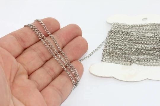 Gümüş Kaplama  2,5mm Halka Burgu Uzatma Zincir