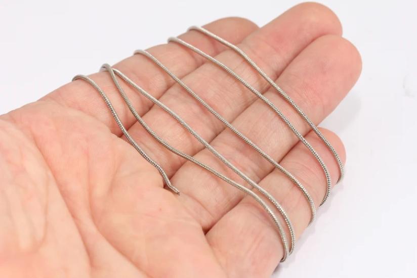 Rodyum Gümüş Kaplama 1,2mm Balık Sırtı Zincir