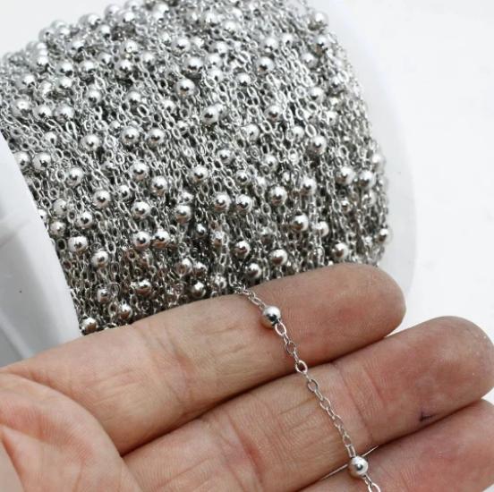 Gümüş Kaplama 2mm Top Bağlantılı Uydu Zincir