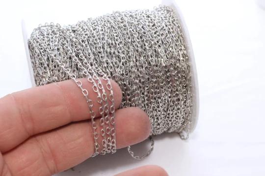 Rodyum Kaplama 3mm Köşeli Halka Halhal Zinciri