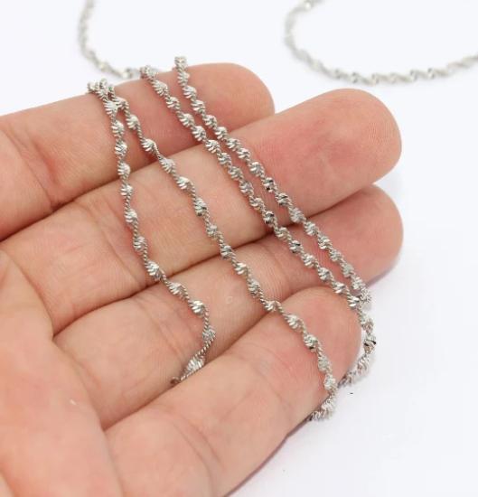 Gümüş Rodyum Kaplama 2mm Burgu Zincir
