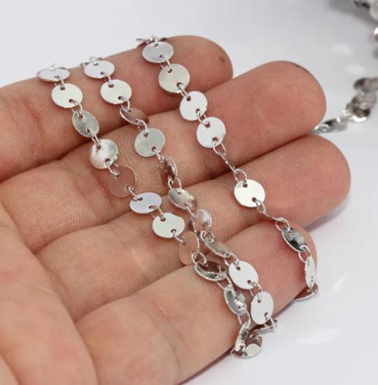 Gümüş Kaplama 6mm Halka Bağlantılı Pullu Zincir