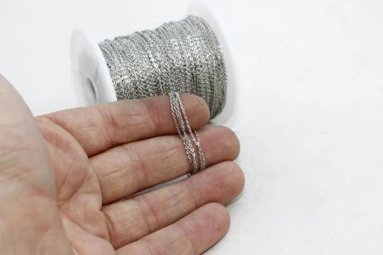 Gümüş Kaplama 1,5mm İnce Kablo Zincir