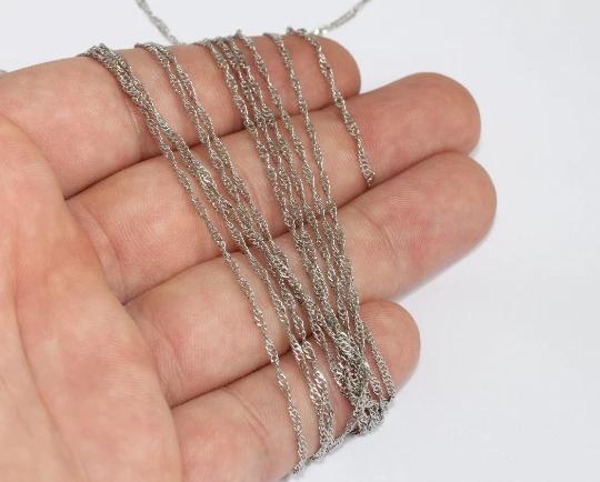Rodyum Gümüş Kaplama 1,6mmİnce Burgu Halka Zincir