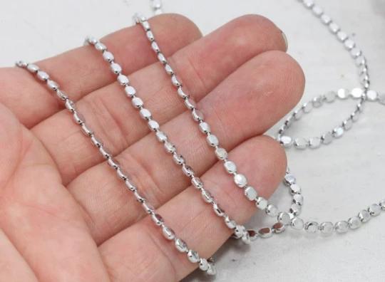 Gümüş Kaplama 2,5mm Ezme Kare Zincir