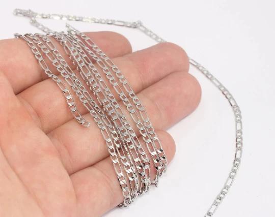 Gümüş Rodyum Kaplama 3mm  Dikdörtgen Faset Zincir