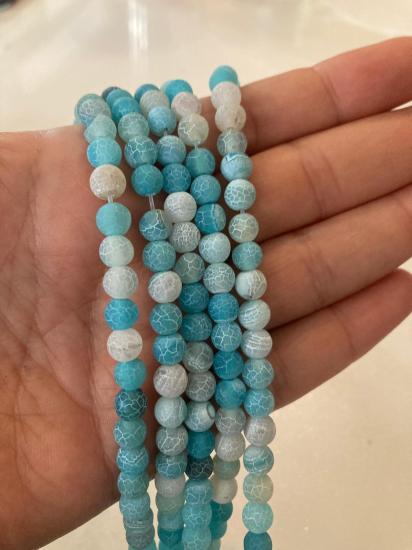 6 MM Mat Mavi Akik Doğal Taş Dizi