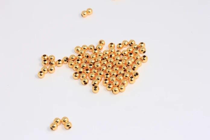 24 Ayar Altın Kaplama 4mm Ara Top Boncuk 25 Adet