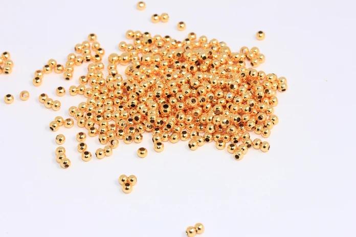 24 Ayar Altın Kaplama 3mm Ara Top Boncuk 25 Adet