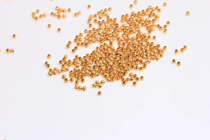 24 Ayar Altın Kaplama 2mm Ara Top Boncuk 25 Adet