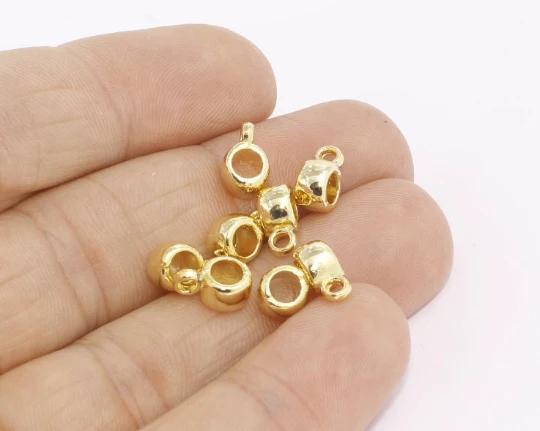 24 Ayar Altın Kaplama 6x9mm 5 Adet Yuvarlak Sallantı Aparatı, Kulp