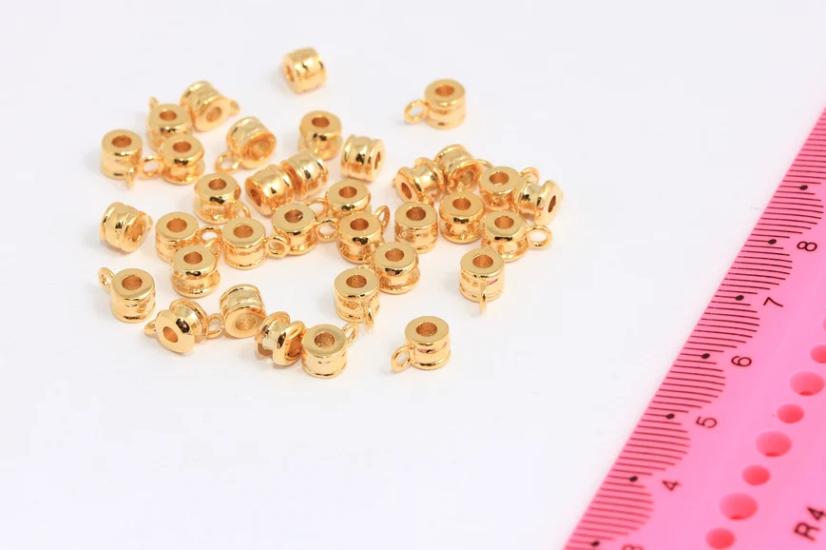 24 Ayar Altın Kaplama 5 mm 5 Adet Yuvarlak Sallantı Aparatı, Mini Kulp