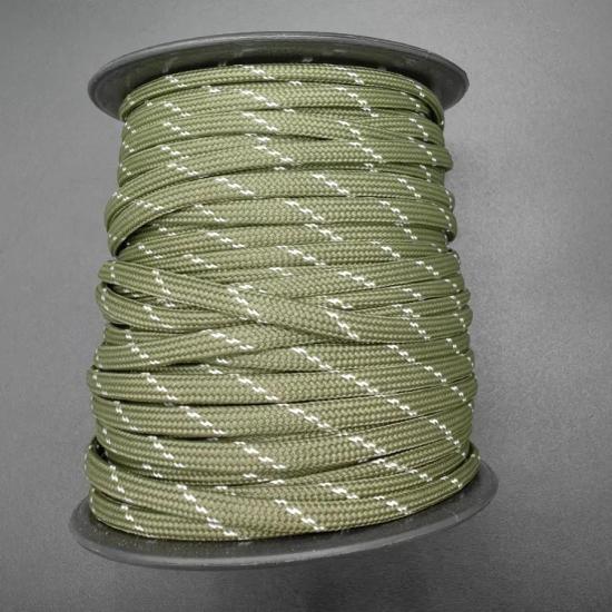 30MT / 4mm Nefti Yeşil , Beyaz Şeritli Milano İp, Paracord Bileklik İpi Reflektörlü