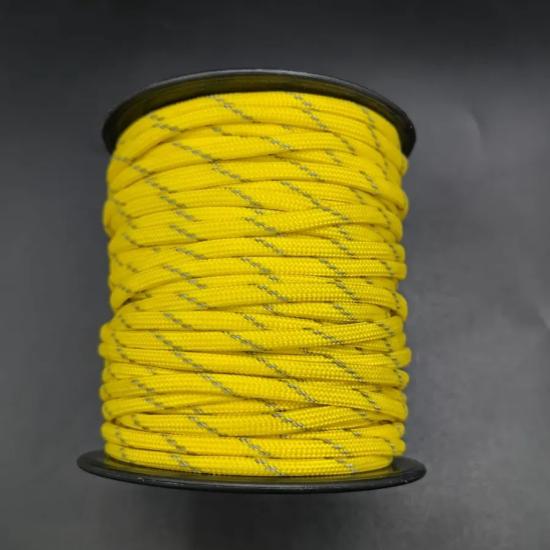 30MT / 4mm Sarı, Gri Şeritli Milano İp, Paracord Bileklik İpi Reflektörlü